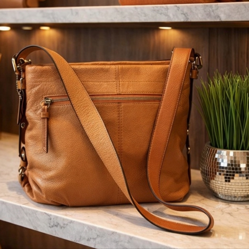 Coach #F15064 Duffle Bag Carmel Leather Shoulderβ crossbody Tan Purse Two Tone